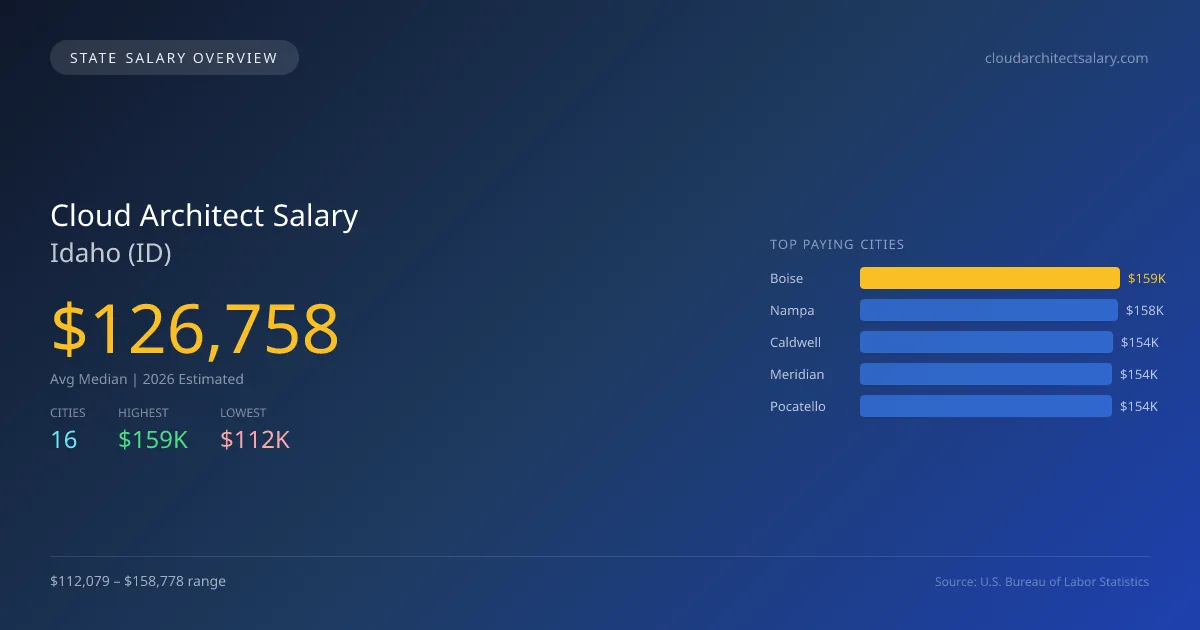 Cloud Architect Salary in Idaho - 2025 BLS Data Infographic